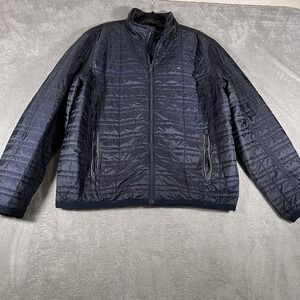 Tommy Hilfiger Jacket Mens XL Navy Quilted Puffer Full Zip Stand Collar Winter